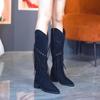 Fashion Luxury Shoes for Women 2024 Fashion Bohemia Knee-length Women's Boots New Pointed Tassels Faux Suede Boots Ladies Platform Shoes