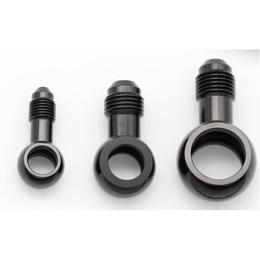 Black Aluminum Fuel Banjo fitting - M18 18.5mm ID Banjo hole to 6AN 9/16"x18 UNF Male Flare Adapter, Designed for Bosch 044 Fuel Pump