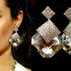 Women Luxury Sparkling Big Square Rhinestone Pendant Drop Earrings
