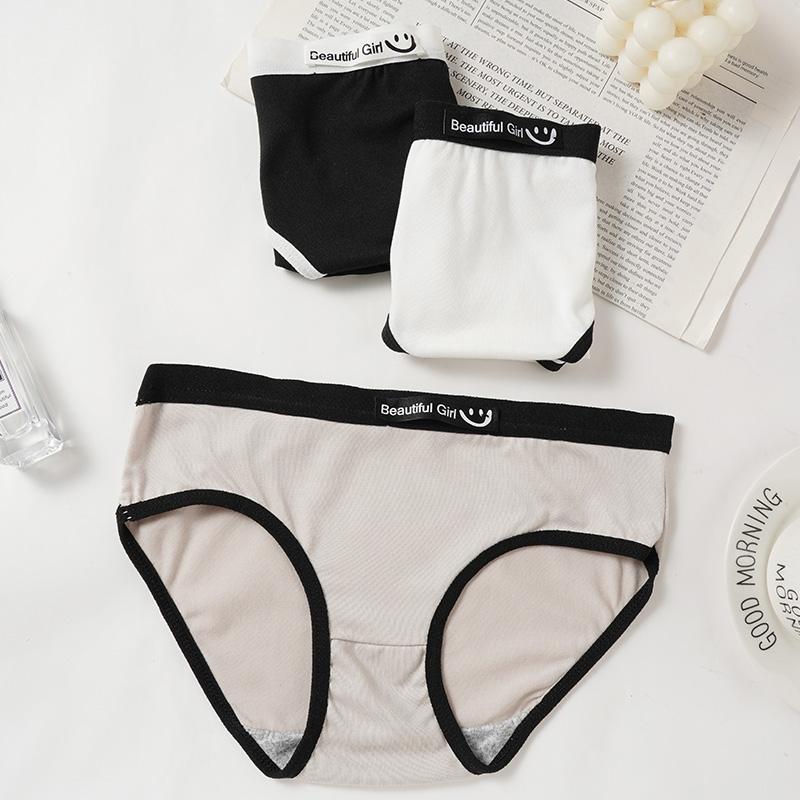 Женские классические черно-белые серые трусы средней талии простые бесшовные красивые женские трусы M-XL