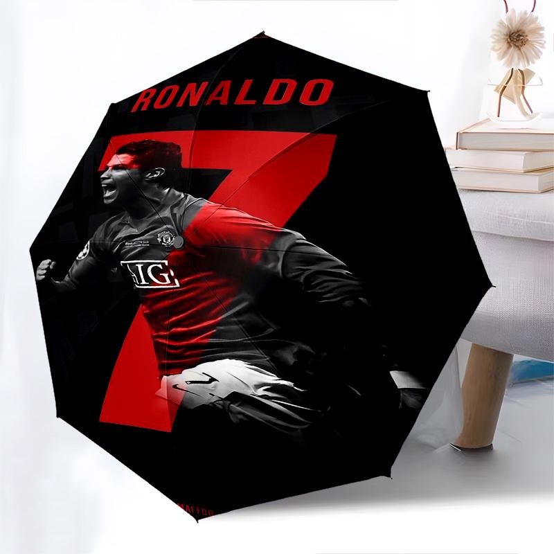 1 шт. Автоматический складной зонт RONALDO MANCHESTER UNITED с 8 спицами, ветрозащитный купол, компактный и портативный, для путешествий, 10250
