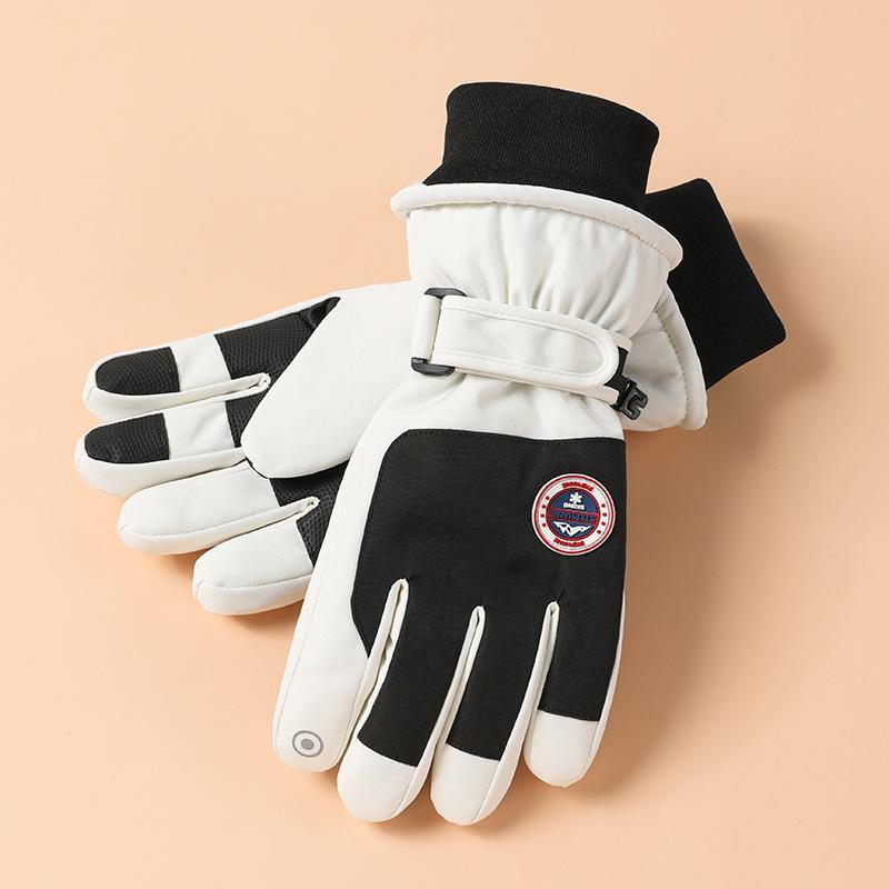 Лыжные перчатки для мужчин и женщин, для активного отдыха, для велоспорта, водонепроницаемые и нескользящие, с сенсорным экраном, утолщенные, с плюшевой подкладкой, теплые перчатки для осени и зимы