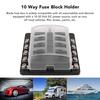 Fuse Box, 10 Way Fuse Block Holder Output 12-16AWG Splashproof Input 4-6AWG For Yacht Boats