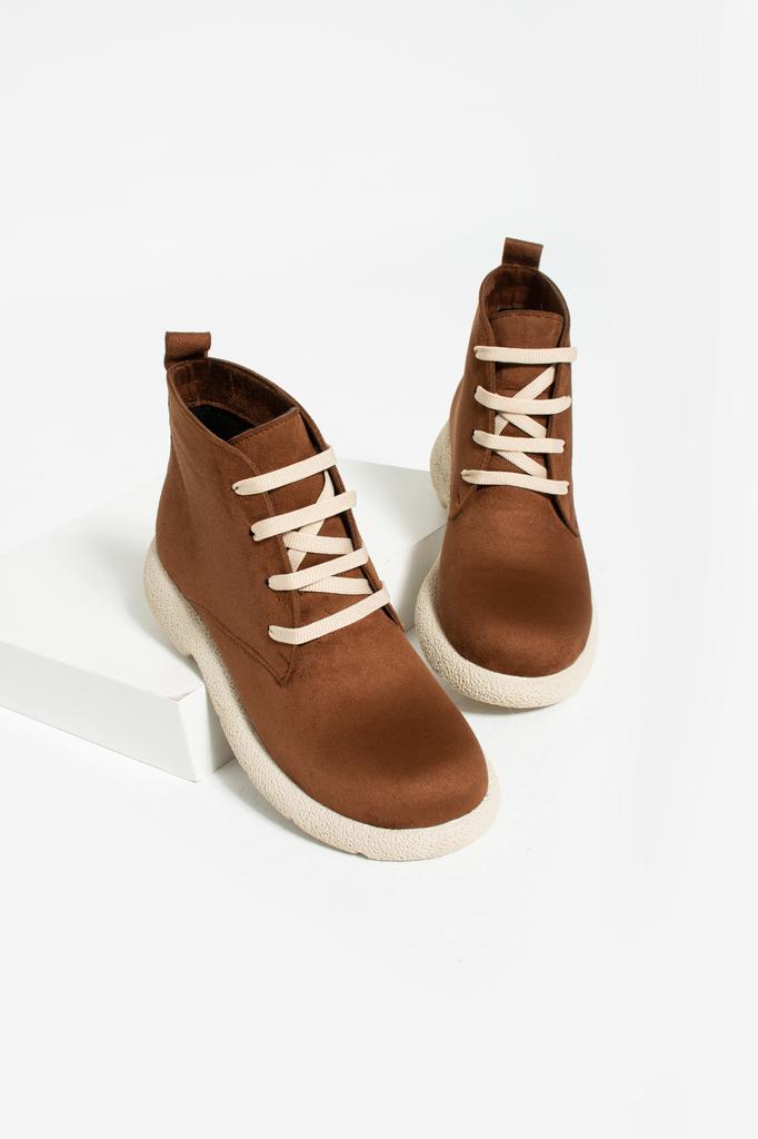 Стильные женские замшевые ботинки на шнуровке с удобной подошвой 60-1015-23Замша