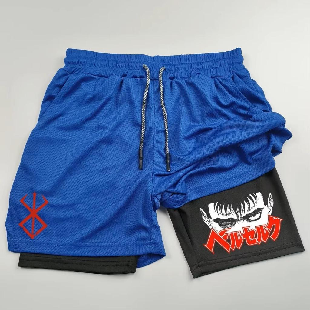 Berserk Muay Thai Kick Boxing UFC MMA Mixed Marcial Art Shorts Anime Men Women Unisex Double Layer Quick Dry Breathable Sport Gym Fitness Workout