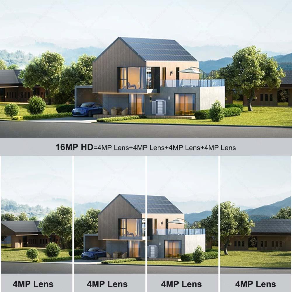 16-мегапиксельная 8K WiFi камера видеонаблюдения с четырьмя объективами, тремя экранами, 10-кратным зумом, наружная PTZ-видеокамера с автоматическим отслеживанием, 6K водонепроницаемая камера видеонаблюдения