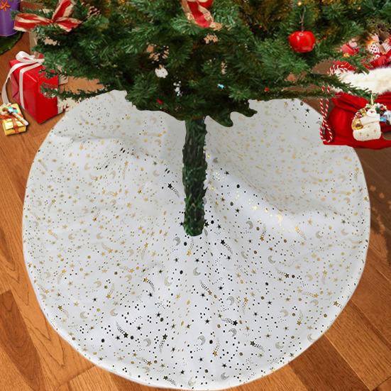 Юбка для рождественской елки, луна, звезда, снежинка, юбка для елки, двухслойная, зимняя, праздничная, декоративная, домашний коврик для карандаша, рождественская елка