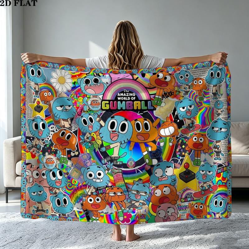 The Amazing World of Gumball Print Flannel Blanket High Quality Warm Comfortable Cover for All Seasons Perfect for Gifts Home Decor