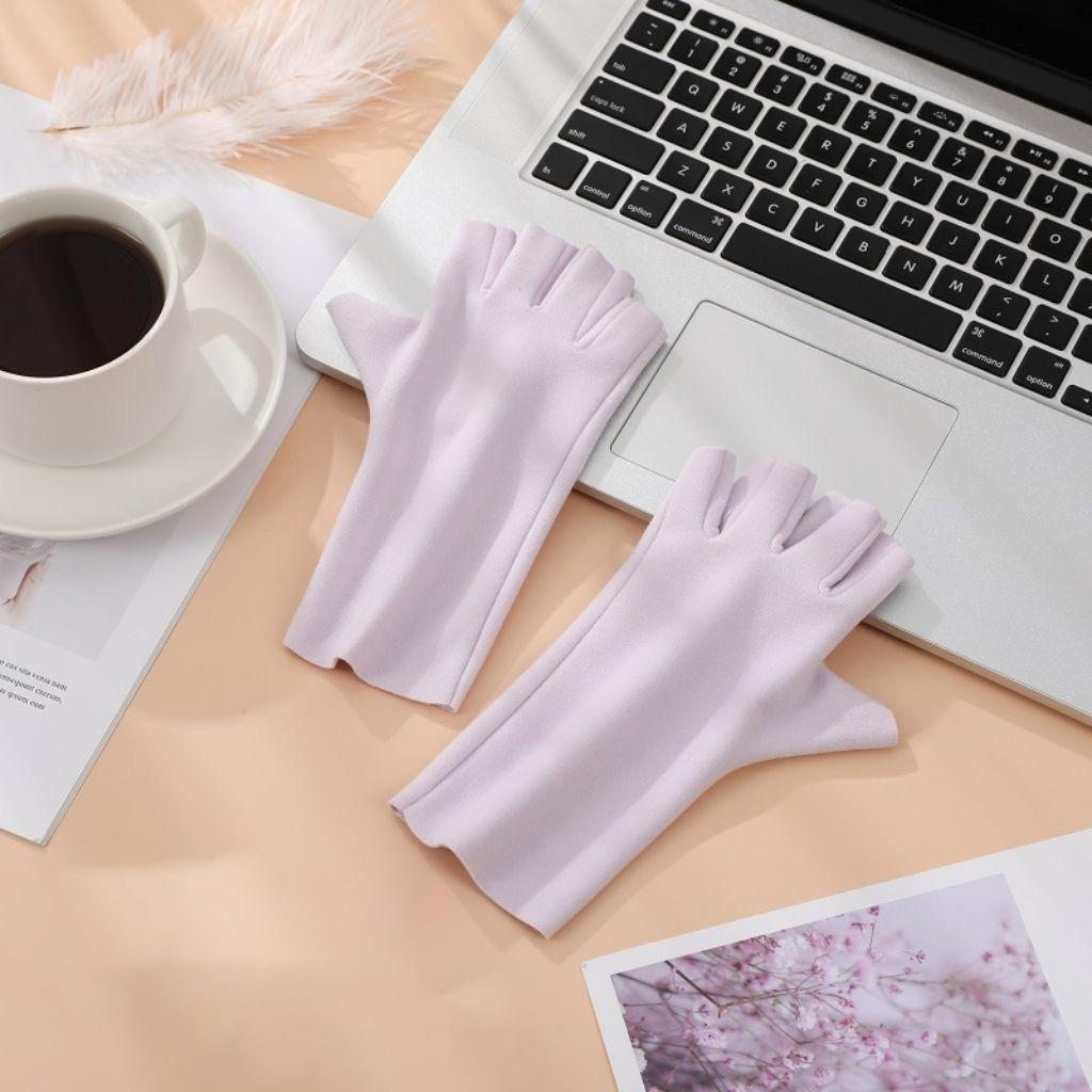 Warm Half Finger Gloves In Autumn and Winter Cold Proof Dew Finger Touch Screen Cute Student Women's Keyboard Five Finger German Velvet Gloves