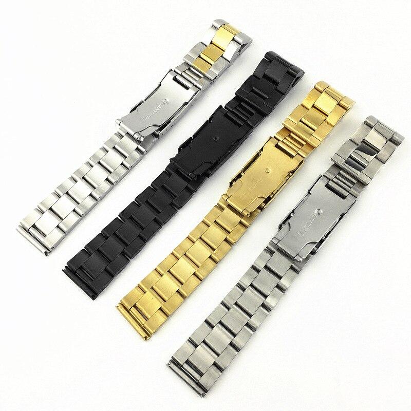 Stainless Steel Metal Watchband Bracelet 18mm 20mm 22mm 24mm 26mm 28mm 30mm Watch Band Wrist Strap Black Silver Gold Accessories