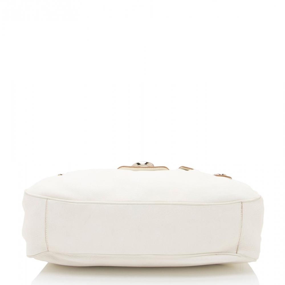 Salvatore Ferragamo Leather Gancini Double Pocket Shoulder Bag White