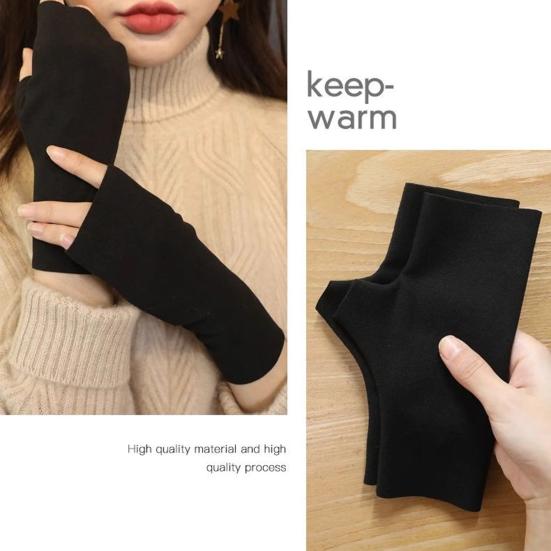 1 Pair Fall Winter Gloves Fingerless Knitted High Elasticity Touchscreen Non-slip Arm Warmers Arm Sleeves