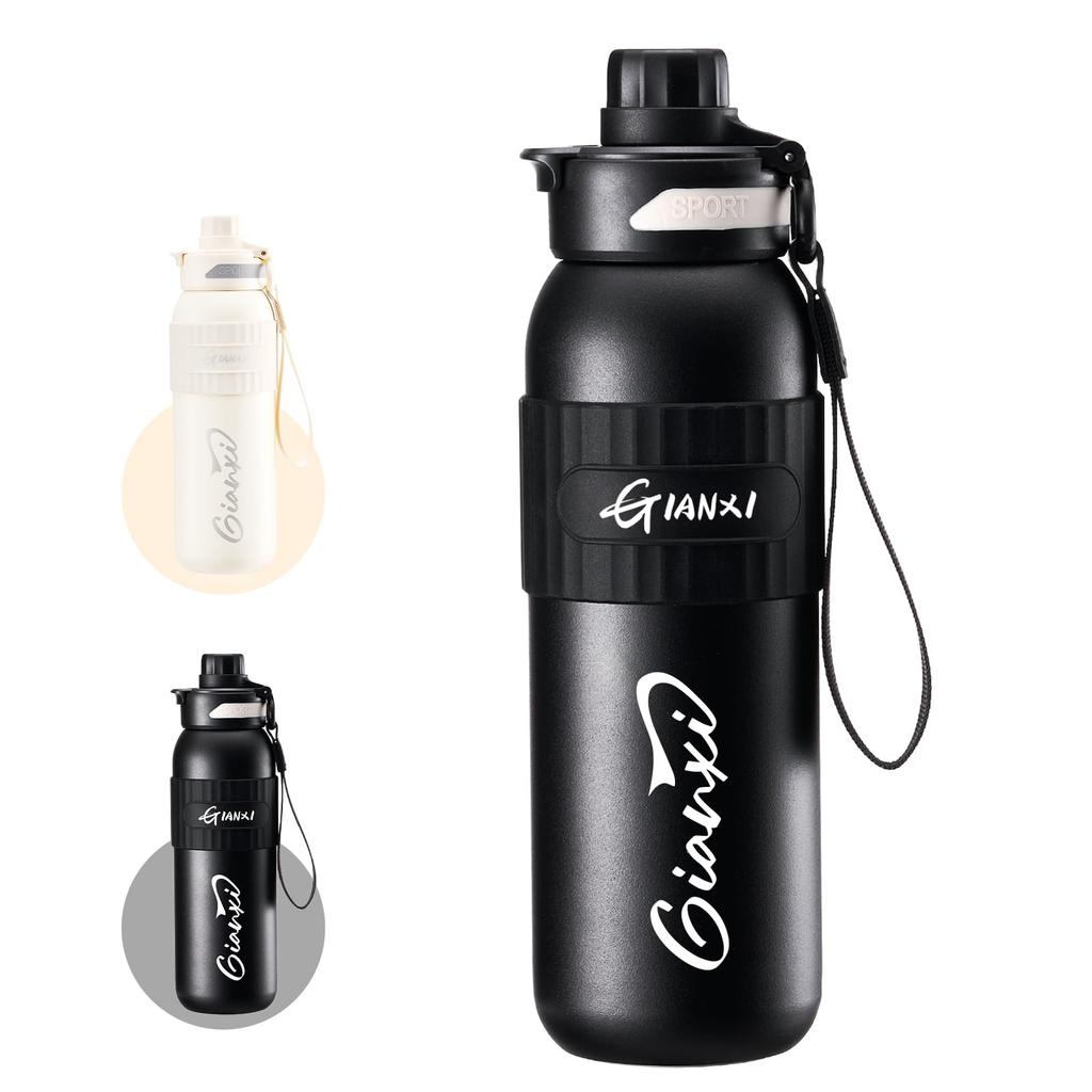 GIANXI Sports Water Direct Vacuum SUS316 Stainless Perfect for Sports and Black Bottle, 2-Way, 600ml, Insulated, Drinking, Straw, Insulated, Steel,