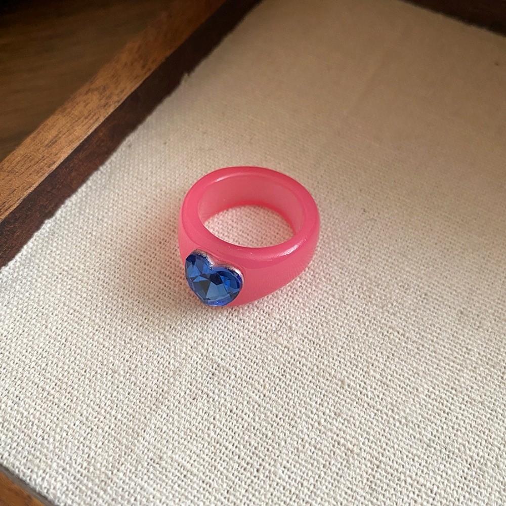 Геометрическое кольцо конфетного цвета Корейский стиль Большое однотонное кольцо-купол Кольцо из смолы со стразами Ювелирные изделия Подарки