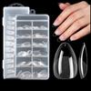 120/240Pcs Boxed Transparent Fake Nail Soft Full Cover Short Almond Seamless Thin Full Paste For Nail Decoration Tools