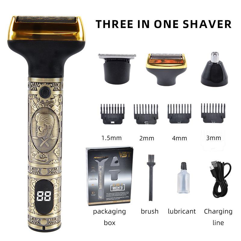 3-in-1 Electric Hair Clipper, Shaver, and Multifunctional Razor Set—Rechargeable Shaver and Nose Hair Trimmer