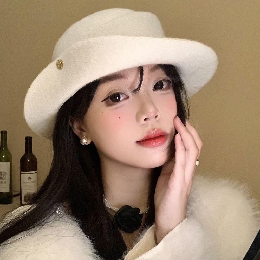 British Style Black Felt Hat Elegant Women Jazz Hat Fashion Hepburn Style Flat-top Cap Party