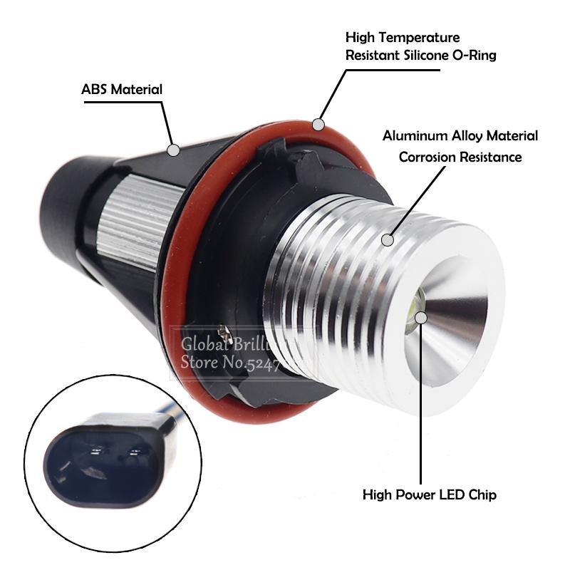 2 шт. светодиодные габаритные огни «ангельские глазки» для BMW E39 E53 E60 E61 E63 E64 E65 E66 E87 525i 530i xi 545i M5 без ошибок 2x5 Вт