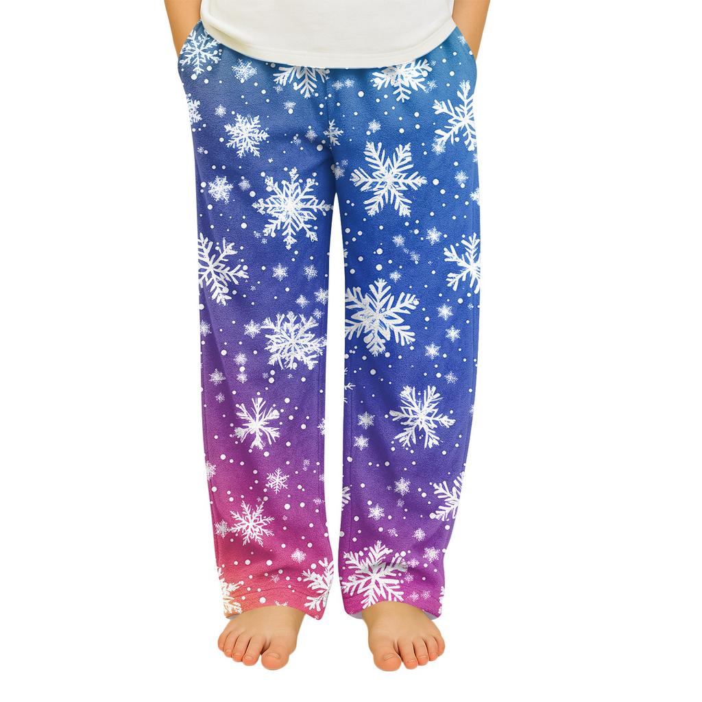 Детские мягкие удобные пижамные брюки, повседневные, с рождественским принтом, домашние штаны