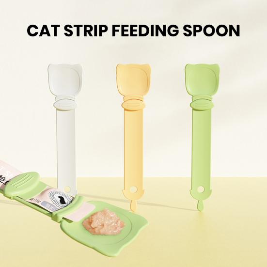 Cat Strip Feeder Clean Spoon Easy Squeeze with Card Slot Prevent Wasting Cat Treat Bars Squeezer Cereal Dispenser