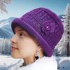 Women Thicken Knitted Hat Flower Crochet Bucket Hat for Elderly Women Winter Warm Fisherman Hat for Outdoor Activities
