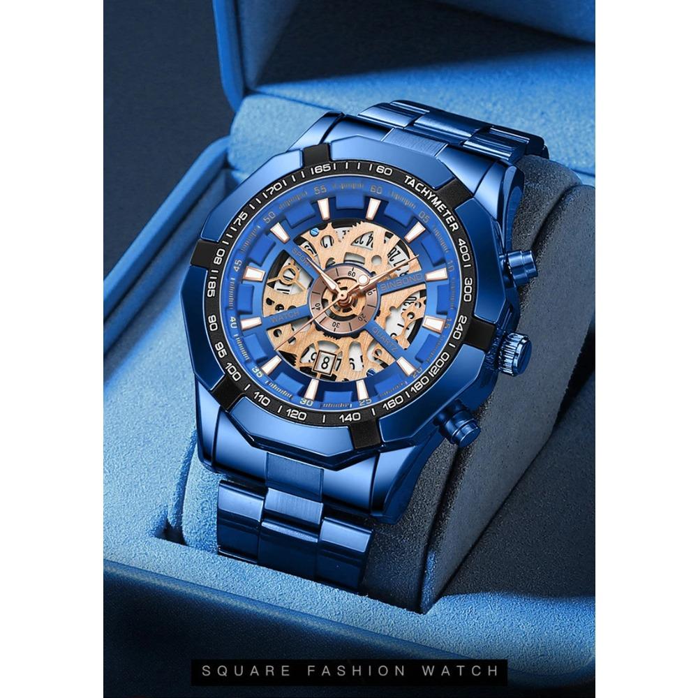 UTHAI ЧАСЫ МУЖСКИЕ Легкая Роскошь Бизнес Полые Светящиеся Стрелки Водонепроницаемые Металлический Ремешок из Нержавеющей Стали Кварцевые Часы Подарок H169