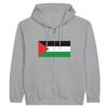 Sweat à capuche à Fermeture éclair - PIXELFORMA - Drapeau de la Palestine - Gris - Confort et durabilité - Mixte