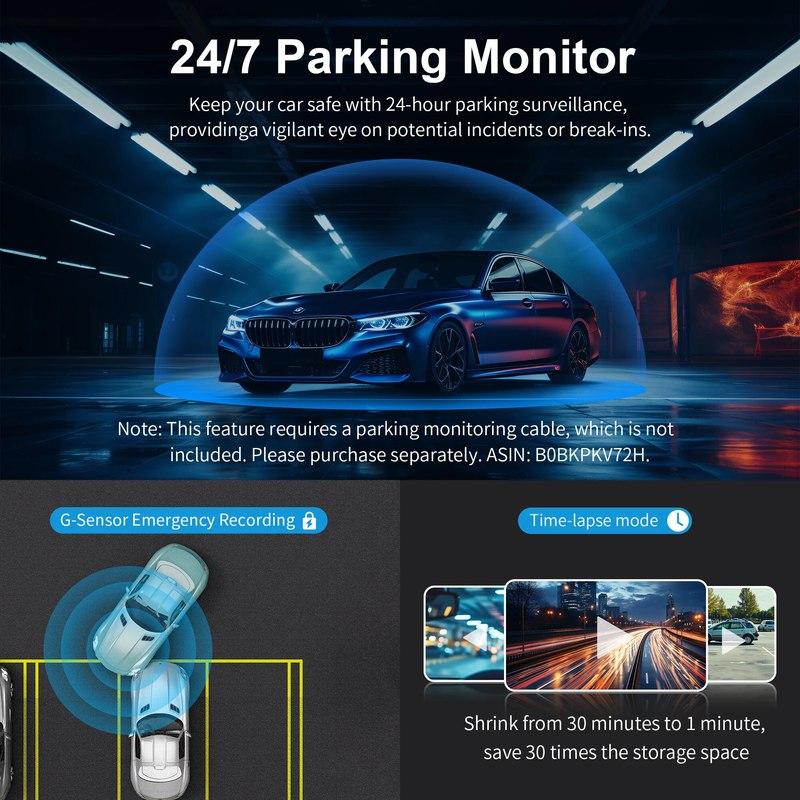 2K Dash Camera For Car DVR Dash Cam KAWA D5 Video Recorder Emergency Voice Control Night Vision WiFi APP Monitor WDR Dashcam