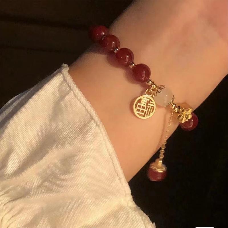 Креативный браслет из бисера в китайском стиле, винтажный легкий роскошный браслет с цветком персика, женский ювелирный подарок