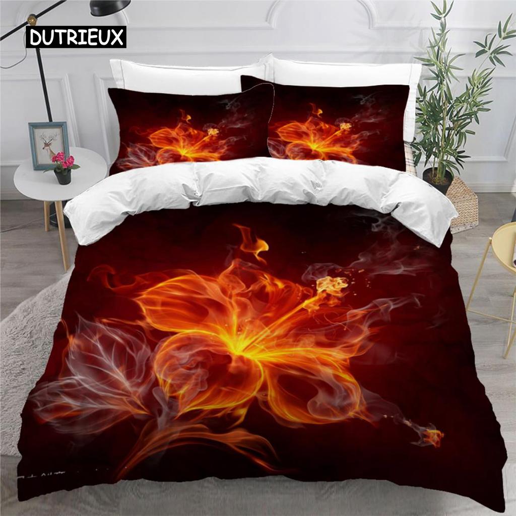 Пододеяльник с цветным пламенем, комплект постельного белья 3D Cool Fire для детей и девочек, мягкий пододеяльник из микрофибры с застежкой-молнией