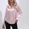 Spring Autumn Satin Blouse Imitation Silk Long Sleeve Shirt for Women's Plus Size Loose Tops