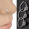 Small Thin 5 Rhinestones Flower Nose Hoop Stud Ring Body Piercing