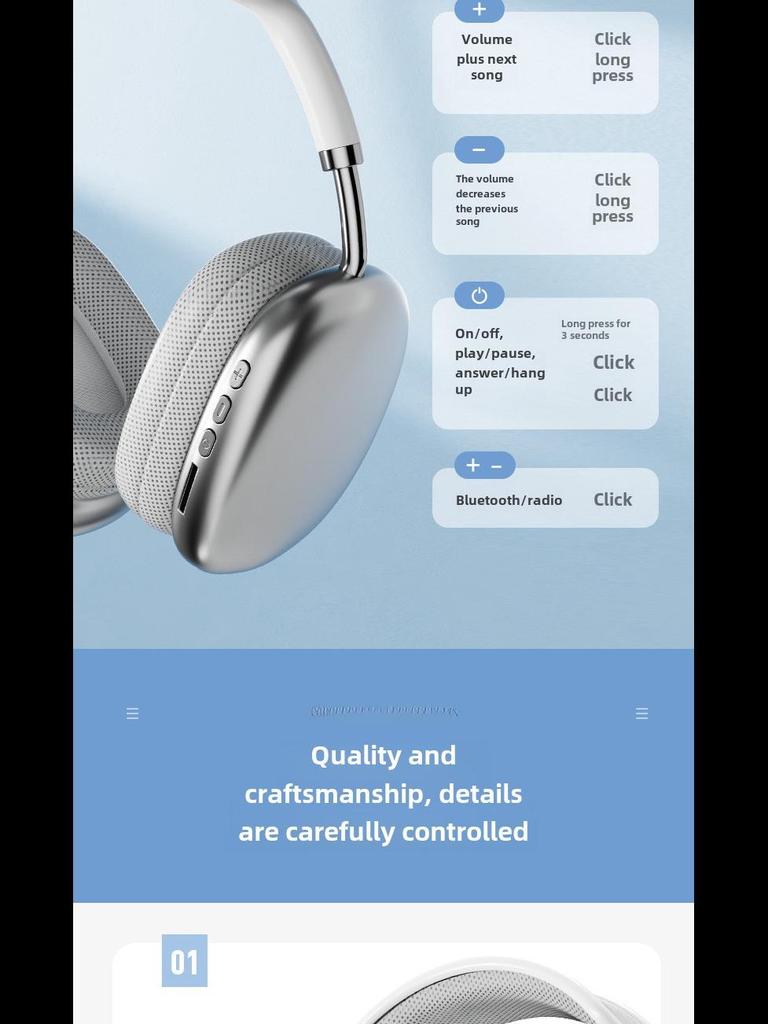 Беспроводная Bluetooth-гарнитура P9 Pro Max с функцией шумоподавления