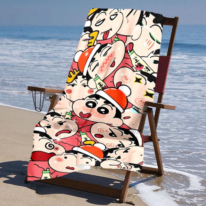 proof beach towel with Crayon Shin-chan pattern - soft,absorbent,quick-drying,machine washable - perfect for swimming,camping,bathing