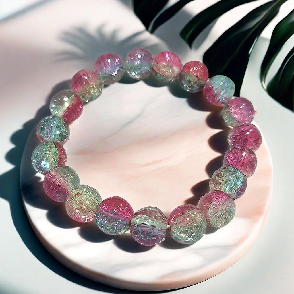 Браслет из дробленого стекла с дофаминовым нефритом, 10 мм: Женский браслет-игрушка из бусин в стиле легкой роскоши