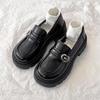 2024 New Spring and Autumn British Style Women's Thick Heel Platform French Small Leather Shoes Retro Black One-pedal Loafers