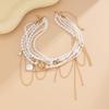 Irregular Imitation Pearl Necklace Retro Style Mulitilayered Choker Tassel Wedding Accessories