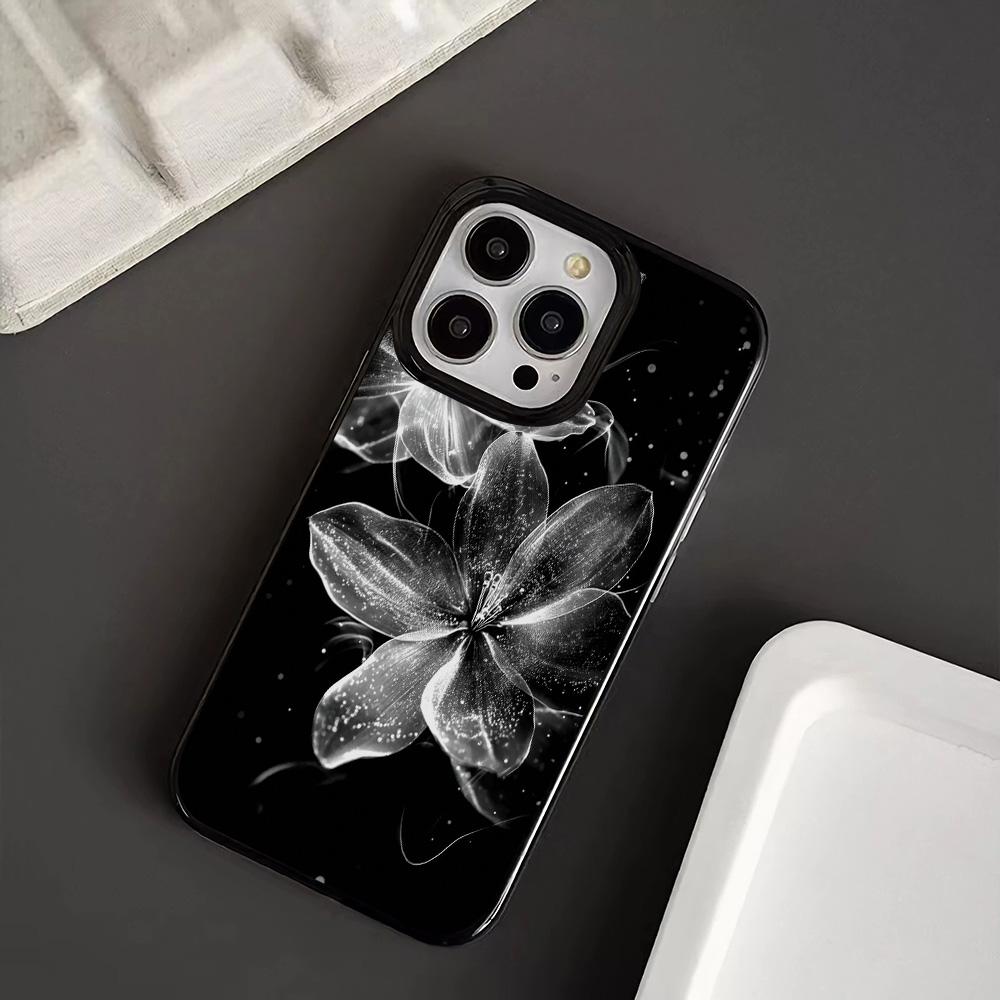 Роскошный чехол для iPhone 16 Pro Max, светящийся цветами, чехол для телефона для iPhone 16 Plus 15 14 13 12 11 17 Air, мягкая черная задняя крышка