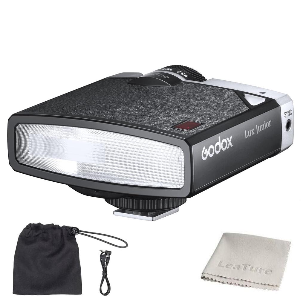 Godox Lux Junior Retro Strobe Flash Speedlight GN12 Цветовая температура 6000K Фокусное расстояние 28 мм Совместимость с Canon Nikon Sony Olympus Fujifilm