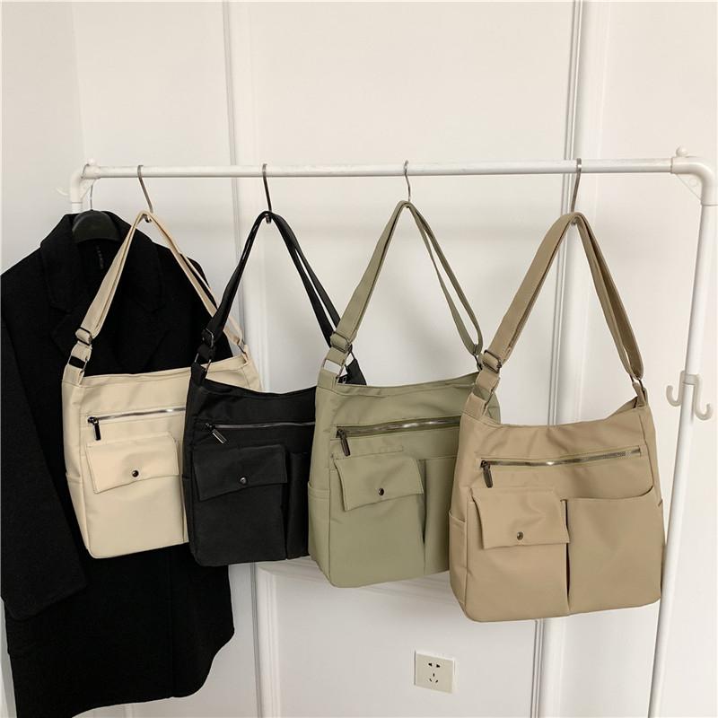 Оксфордская сумка с несколькими карманами, женская сумка через плечо, однотонная студенческая большая сумка