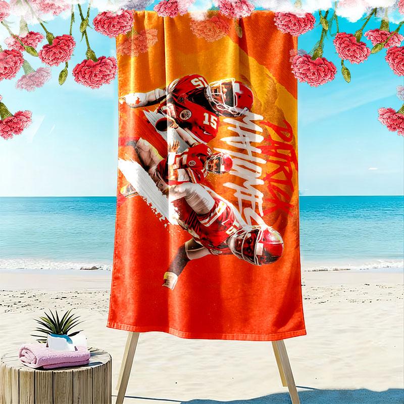 Patrick Mahomes Print Beach Towel, Large Soft Quick Dry Towel for Beach Camping Swimming