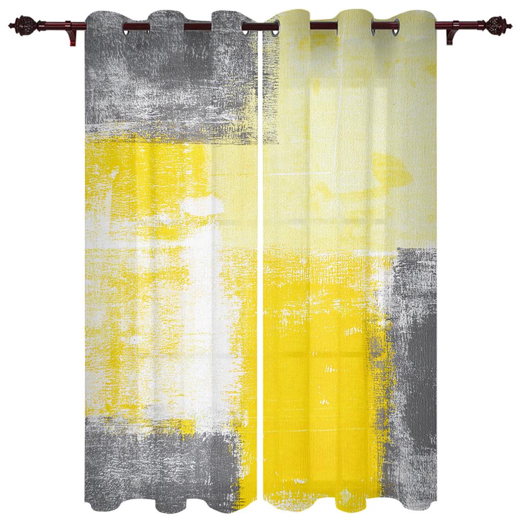 Картина маслом Абстрактные геометрические желтые занавески на окна Домашний декор Занавески для гостиной Ванная комната Спальня Оконные занавески