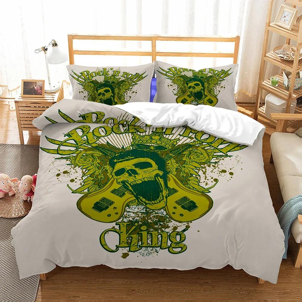 Постельное белье Высококачественный комплект постельного белья Зимний кошмар перед Рождеством 3D Череп Постельное белье King Queen Size Beddengoed 100% полиэстер