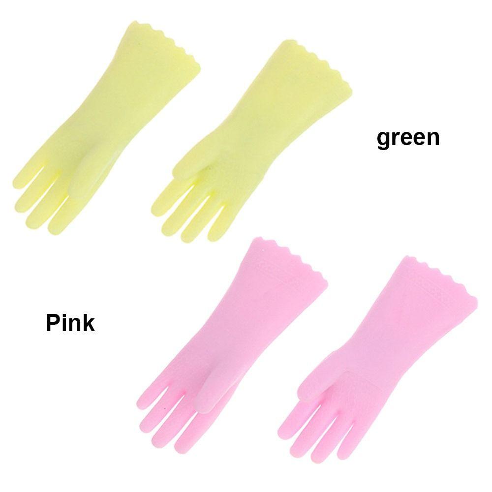 2 Pair Pink Green Dollhouse Gloves Doll Accessories Mini Baking Glove Universal