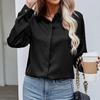 Women Tops Office Lady Solid Color V-neck Button Shirt Casual Loose Long Sleeve Shirt Spring Chiffon Blouse Clothes 25137
