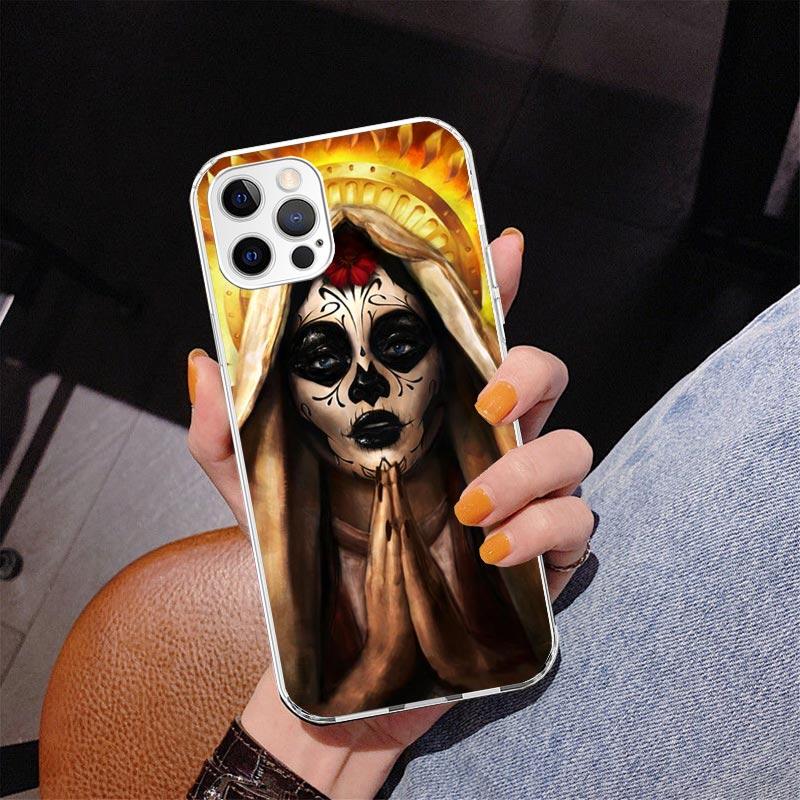 Catrina Beautiful Rose Girl Skull Phone Case For iPhone 17 Air 16 Pro Max 16E 15 + 14 Plus 11 12 13 Mini 7 8 SE Gift Print Cover