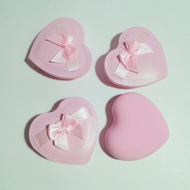 2/5 шт. пуховок для макияжа в форме сердца с бантом, которые можно использовать как в сухом, так и во влажном виде. Пуховка для пудры Cotton Candy Air Cushion