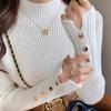Осенне-зимний свитер женский пуловеры с длинным рукавом топы одежда облегающий вязаный мягкий джемпер уличная одежда на пуговицах водолазка свитер