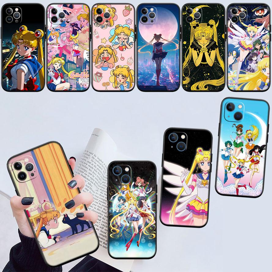 TR34 S-Sailors Art M-Moon Shell Phone Case for Samsung Galaxy S20 S21 S22 Ultra FE Plus A21S A22 A24 A25 A26 A30 A30S A31