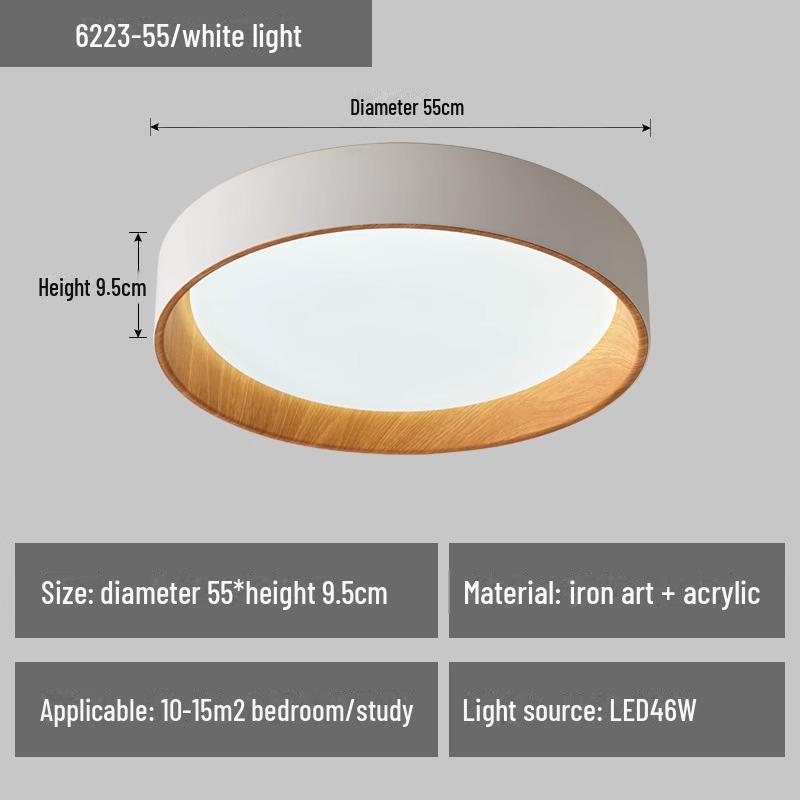 Nordic Wabi-Sabi Wood Grain LED Ceiling Lamp for Bedroom and Living Room